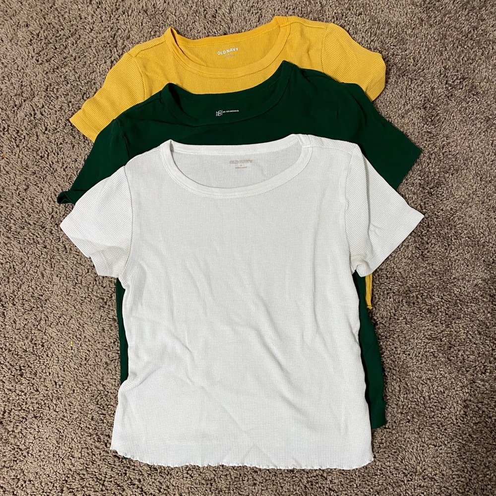 Old Navy Women's Crop Tops - White, Green, Yellow